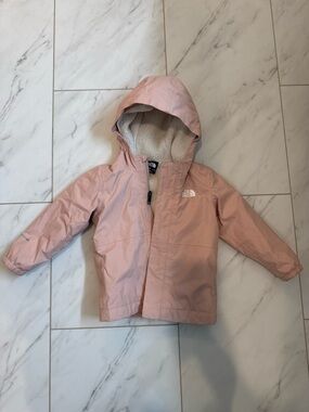 The North Face Light Pink Fleece Lined  Rain Jacket
